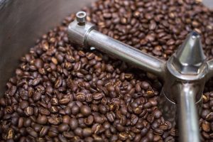 Arabica coffee beans in coffee machine